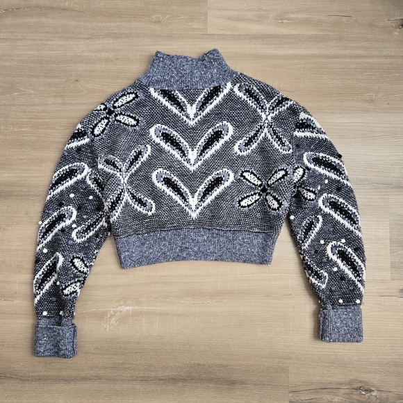 Zara Sweaters - Zara Blue And Black Patterned Turtleneck Sweater